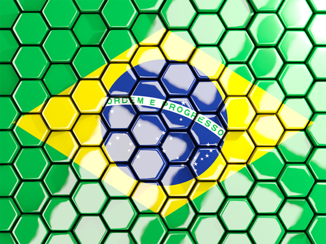 Hexagon mosaic background. Download flag icon of Brazil at PNG format