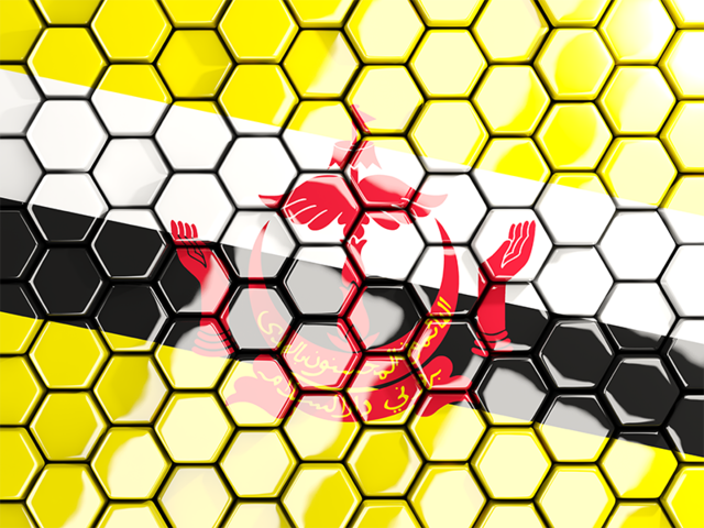 Hexagon mosaic background. Download flag icon of Brunei at PNG format