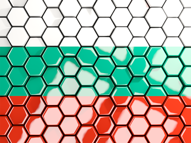 Hexagon mosaic background. Download flag icon of Bulgaria at PNG format
