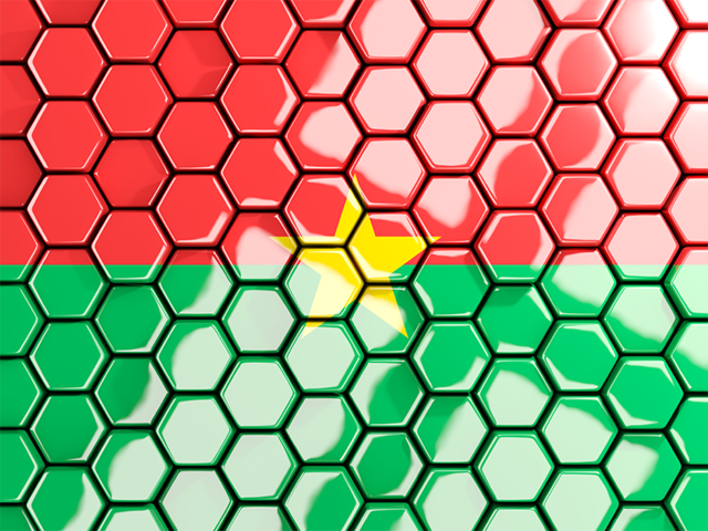 Hexagon mosaic background. Download flag icon of Burkina Faso at PNG format
