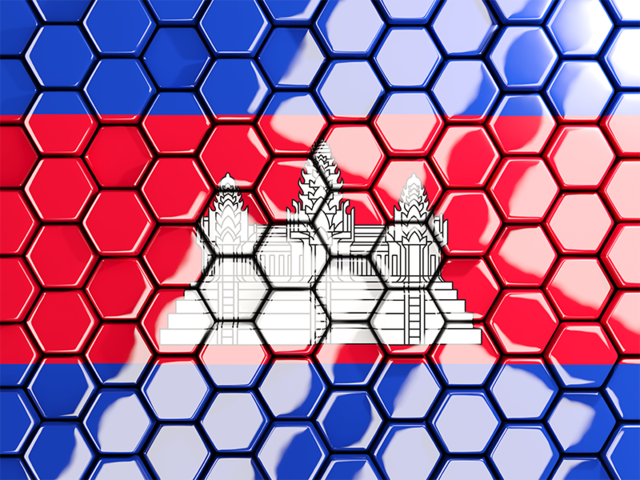 Hexagon mosaic background. Download flag icon of Cambodia at PNG format