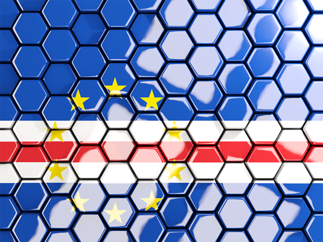 Hexagon mosaic background. Download flag icon of Cape Verde at PNG format