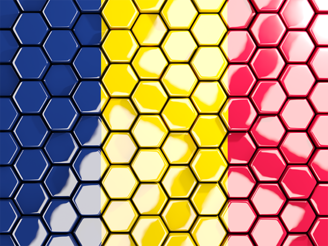 Hexagon mosaic background. Download flag icon of Chad at PNG format