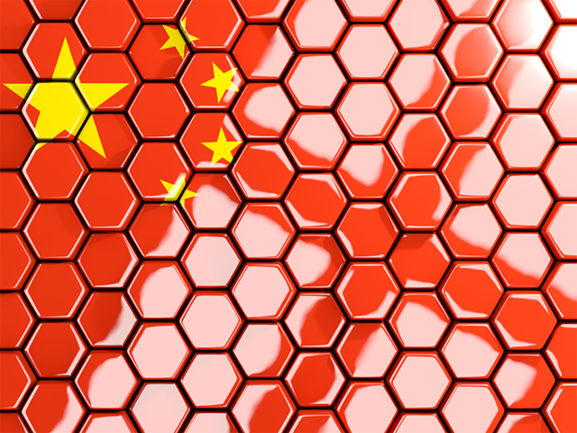 Hexagon mosaic background. Download flag icon of China at PNG format