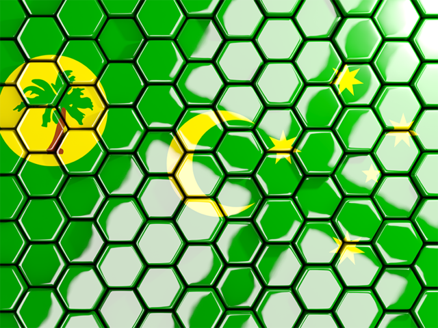 Hexagon mosaic background. Download flag icon of Cocos Islands at PNG format