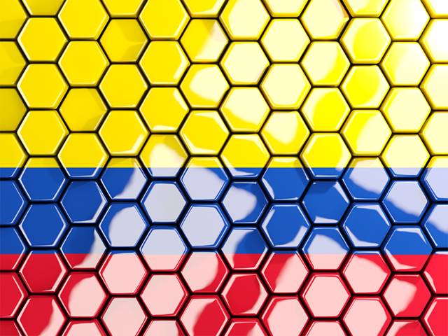 Hexagon mosaic background. Download flag icon of Colombia at PNG format