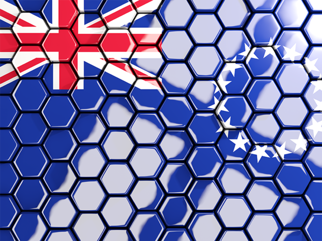 Hexagon mosaic background. Download flag icon of Cook Islands at PNG format