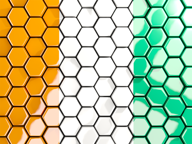 Hexagon mosaic background. Download flag icon of Cote d'Ivoire at PNG format