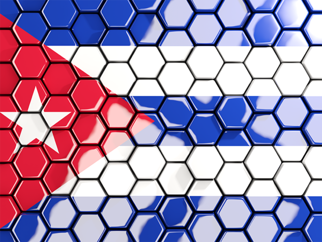 Hexagon mosaic background. Download flag icon of Cuba at PNG format