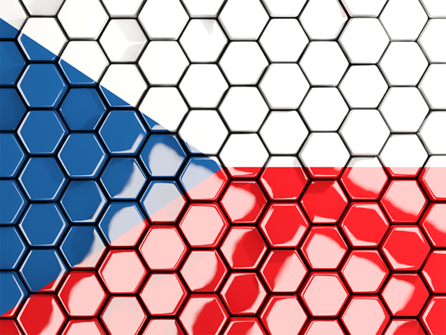 Hexagon mosaic background. Download flag icon of Czech Republic at PNG format