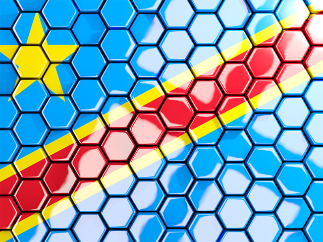 Hexagon mosaic background. Download flag icon of Democratic Republic of the Congo at PNG format
