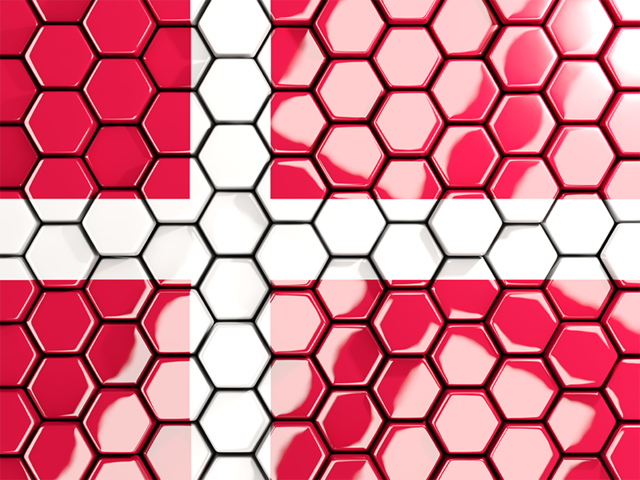 Hexagon mosaic background. Download flag icon of Denmark at PNG format