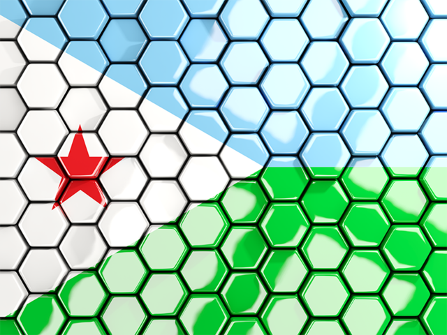 Hexagon mosaic background. Download flag icon of Djibouti at PNG format