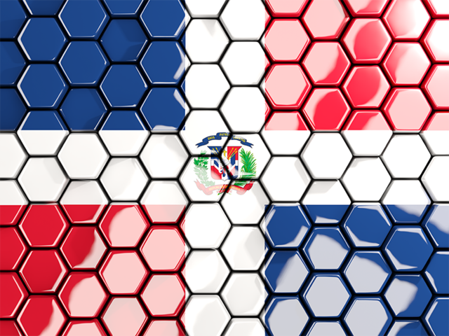 Hexagon mosaic background. Download flag icon of Dominican Republic at PNG format