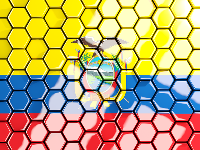 Hexagon mosaic background. Download flag icon of Ecuador at PNG format