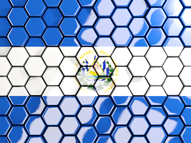 Hexagon mosaic background. Download flag icon of El Salvador at PNG format