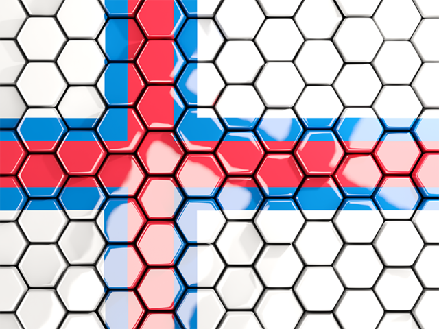 Hexagon mosaic background. Download flag icon of Faroe Islands at PNG format