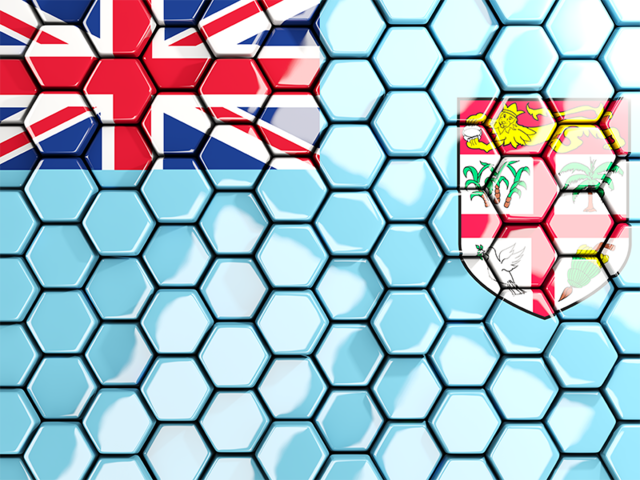 Hexagon mosaic background. Download flag icon of Fiji at PNG format