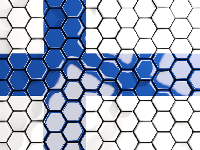Hexagon mosaic background. Download flag icon of Finland at PNG format