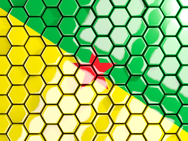 Hexagon mosaic background. Download flag icon of French Guiana at PNG format