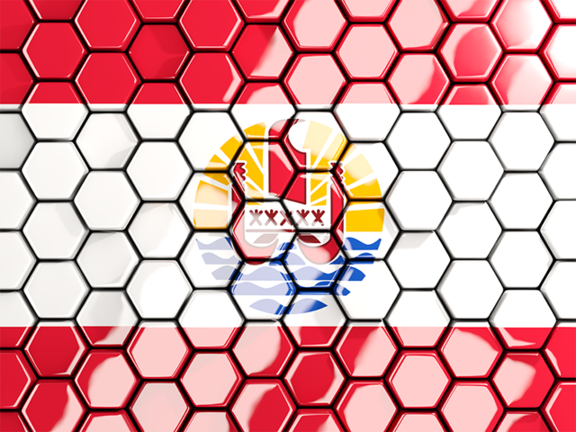 Hexagon mosaic background. Download flag icon of French Polynesia at PNG format