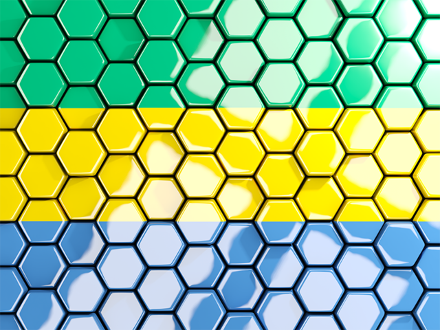 Hexagon mosaic background. Download flag icon of Gabon at PNG format