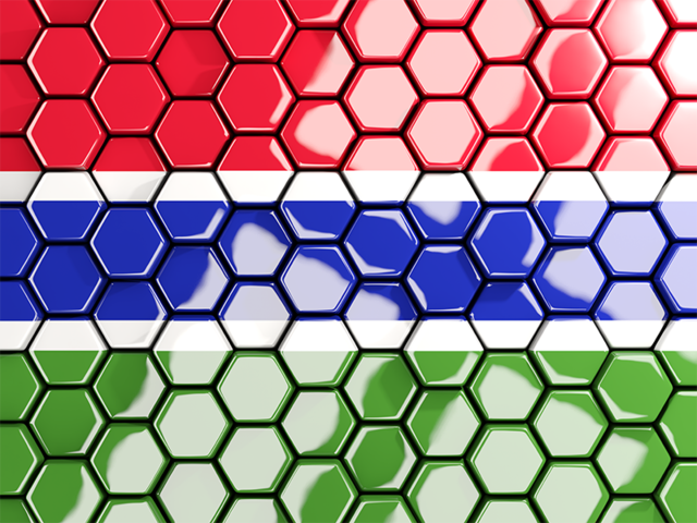 Hexagon mosaic background. Download flag icon of Gambia at PNG format