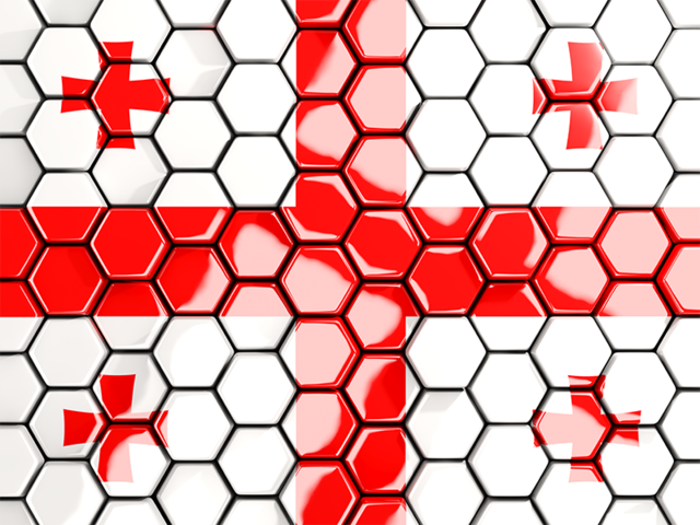 Hexagon mosaic background. Download flag icon of Georgia at PNG format