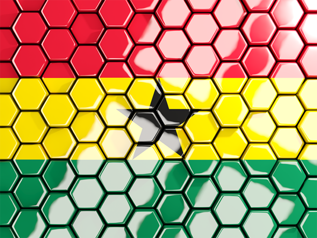 Hexagon mosaic background. Download flag icon of Ghana at PNG format