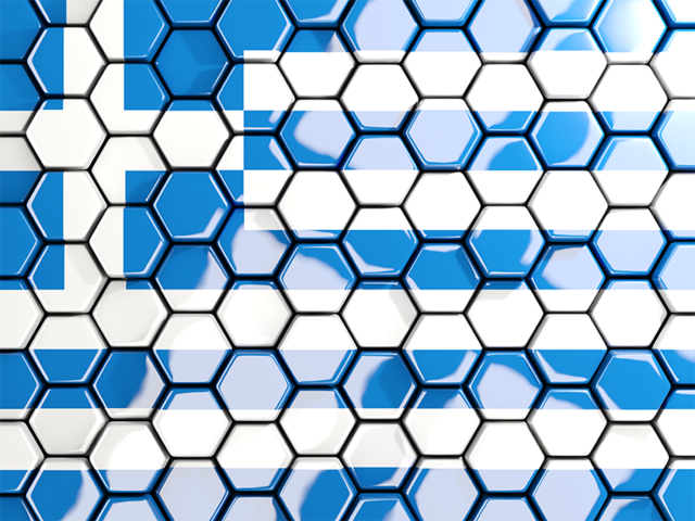 Hexagon mosaic background. Download flag icon of Greece at PNG format