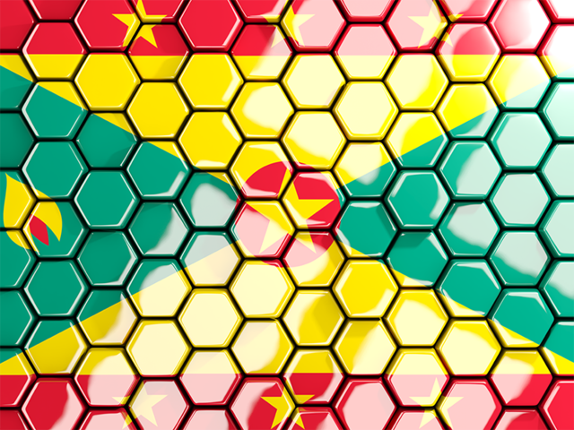 Hexagon mosaic background. Download flag icon of Grenada at PNG format