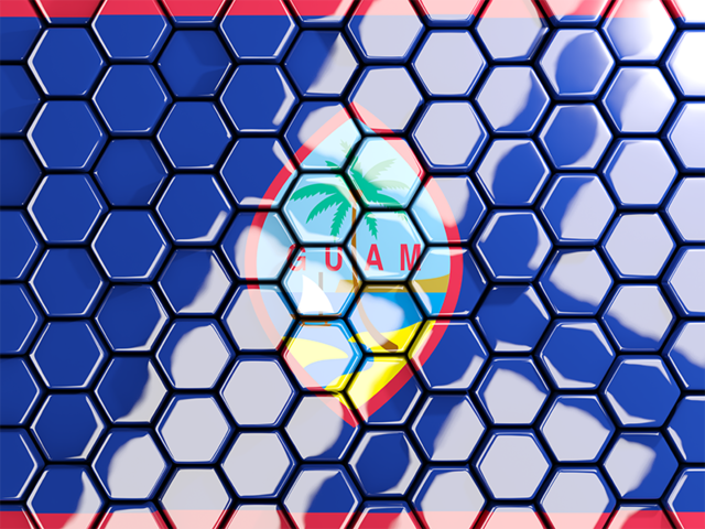 Hexagon mosaic background. Download flag icon of Guam at PNG format