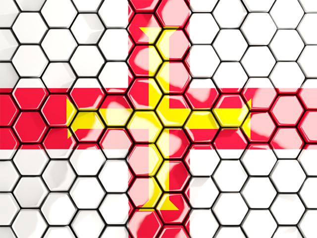 Hexagon mosaic background. Download flag icon of Guernsey at PNG format