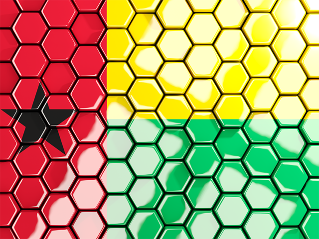 Hexagon mosaic background. Download flag icon of Guinea-Bissau at PNG format