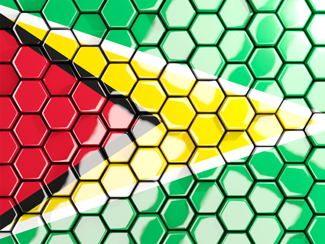 Hexagon mosaic background. Download flag icon of Guyana at PNG format
