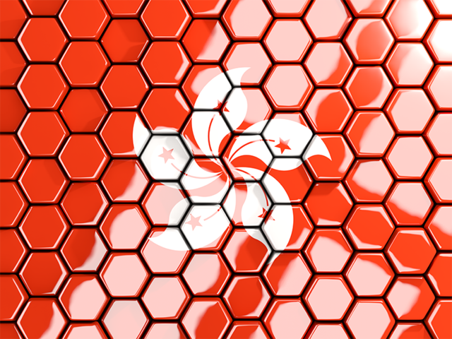 Hexagon mosaic background. Download flag icon of Hong Kong at PNG format