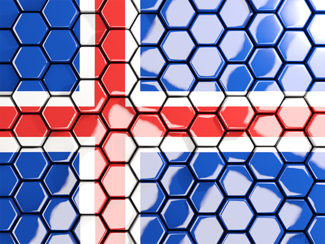 Hexagon mosaic background. Download flag icon of Iceland at PNG format