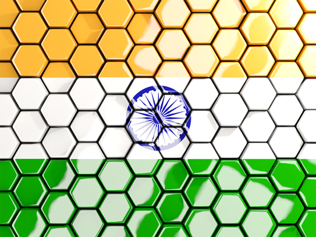 Hexagon mosaic background. Download flag icon of India at PNG format