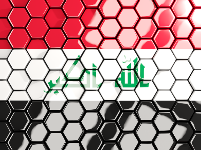 Hexagon mosaic background. Download flag icon of Iraq at PNG format