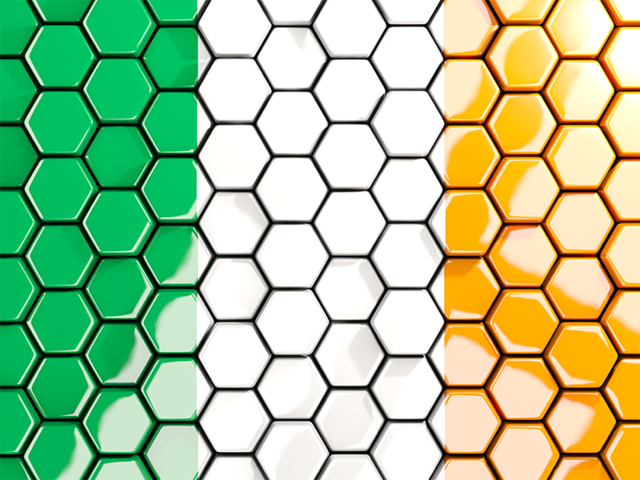 Hexagon mosaic background. Download flag icon of Ireland at PNG format