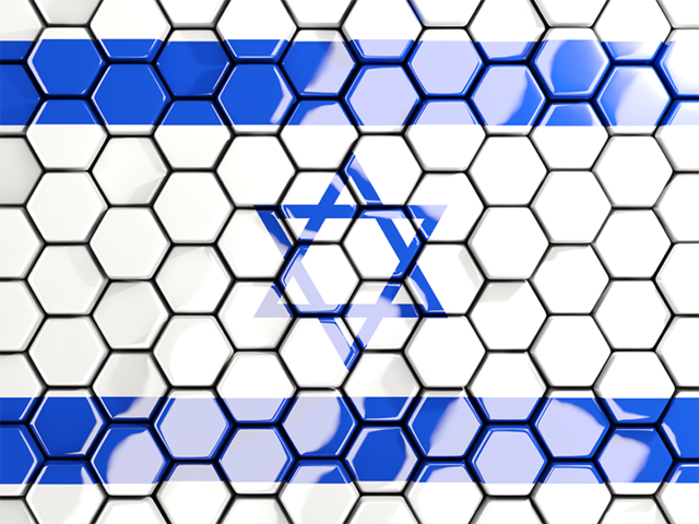 Hexagon mosaic background. Download flag icon of Israel at PNG format