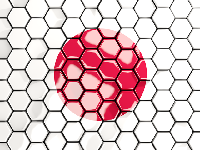 Hexagon mosaic background. Download flag icon of Japan at PNG format