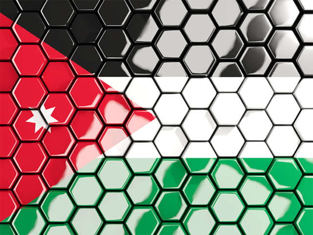 Hexagon mosaic background. Download flag icon of Jordan at PNG format