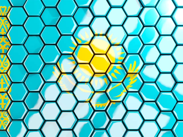 Hexagon mosaic background. Download flag icon of Kazakhstan at PNG format