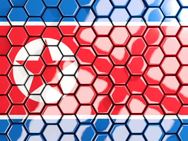 Hexagon mosaic background. Download flag icon of North Korea at PNG format