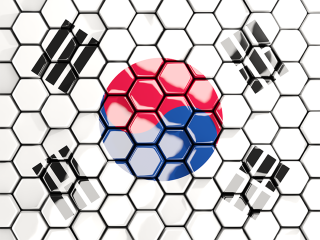 Hexagon mosaic background. Download flag icon of South Korea at PNG format
