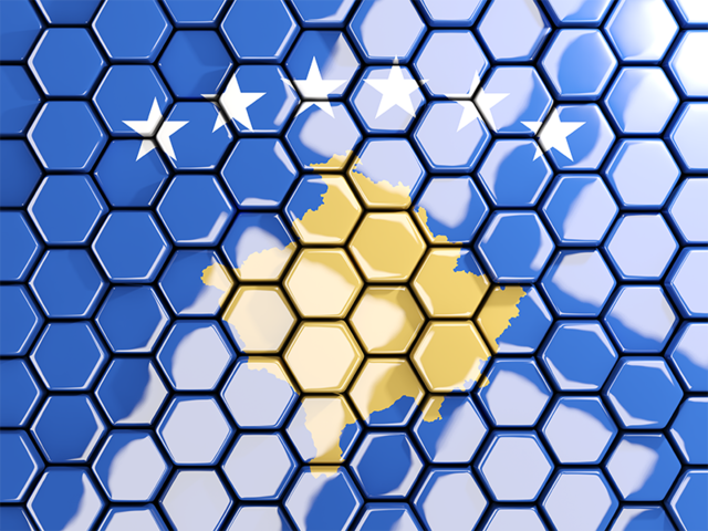 Hexagon mosaic background. Download flag icon of Kosovo at PNG format