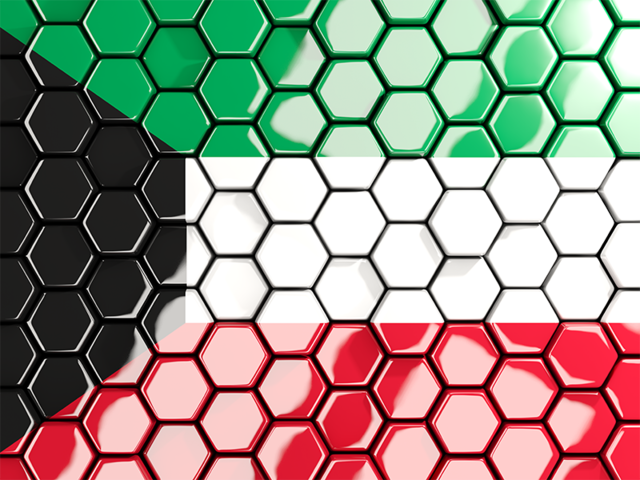 Hexagon mosaic background. Download flag icon of Kuwait at PNG format