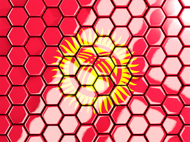Hexagon mosaic background. Download flag icon of Kyrgyzstan at PNG format