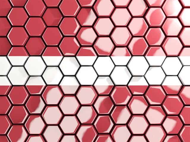 Hexagon mosaic background. Download flag icon of Latvia at PNG format